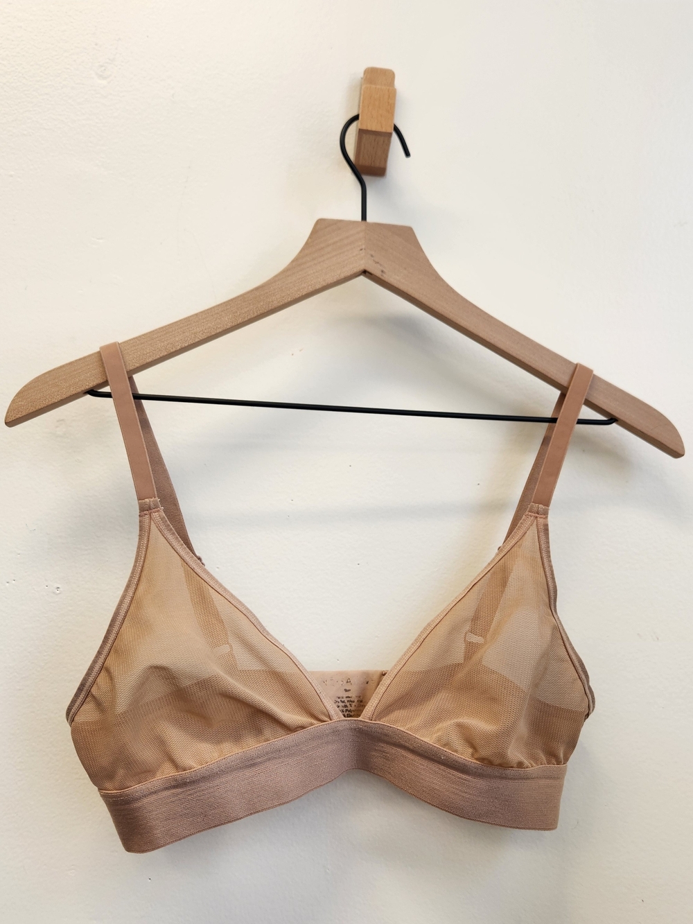 Negative Sieve Triangle Mesh Non Wire Bra Size 2 Nude Bralette Minimalist Luxe - Picture 2 of 5
